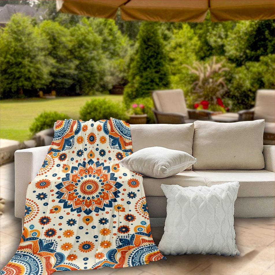Bohemian Style Pattern Printed Blanket for Sofa Bed Travel Camping Living Room Office Conditioning Blanket for All Seasons Gifts