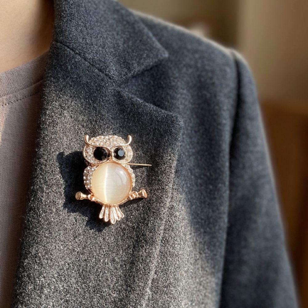 Luxury Animal Pins Imitation Pearls Rhinestone Brooches Elegant Owl Brooches  Gift Giving