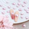 30pcs Pink Pearl Heart Nail Art Charms Mixed Size 3D Love Heart Nail Decoration Kawaii Accessories Valentine's Day Nail Design Supplies