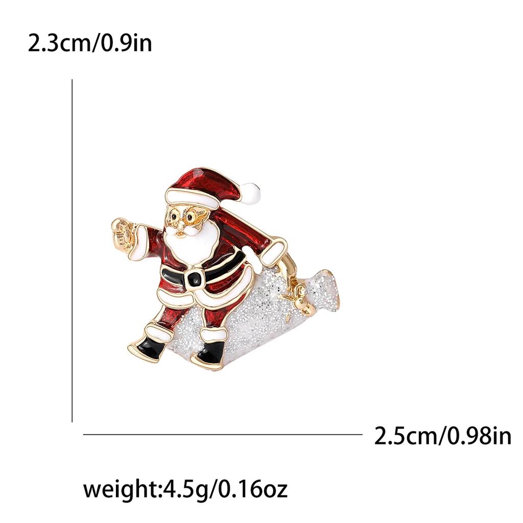 Christmas Enamel Santa Brooches for Women Unisex Rhinestone Character Pins Event Party Backpack Decoration Clothes Accessories