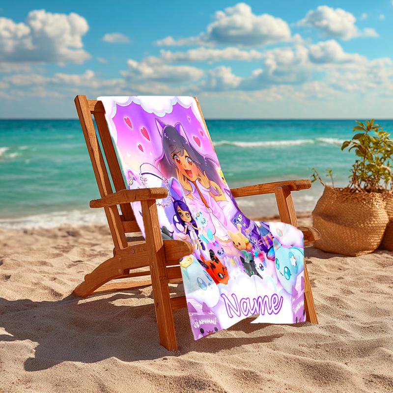Asciugamano da spiaggia personalizzato con motivo Aphmau - morbido, assorbente, ad asciugatura rapida, perfetto per nuotare, campeggio e bagni