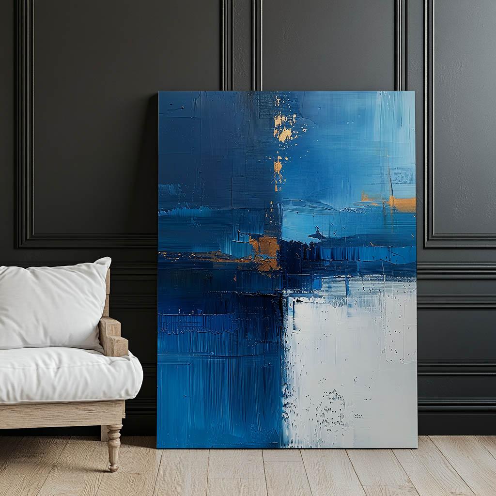 Spokój Szafiru Spokój Szafiru, 50X70 Cm, Rama Aluminiowa Złota, Papier Matowy 230 Gsm