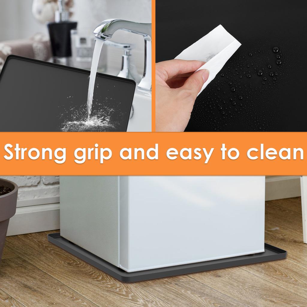 24x24in Mini Fridge Mat Silicone Refrigerator Floor Protector with Raised Edges Versatile Non-slip Washing Machine Dust Cover