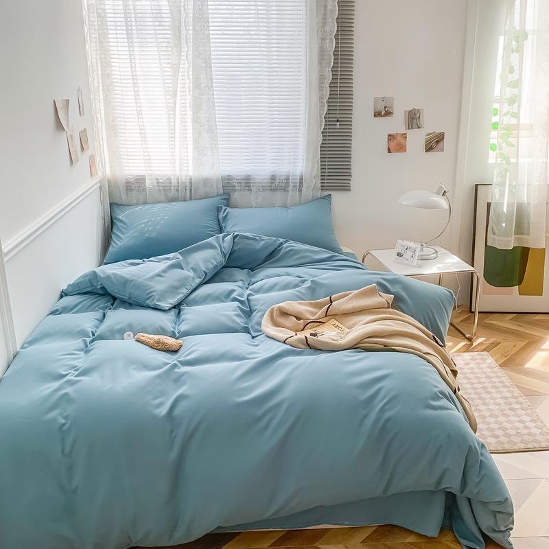 Solid Color Cotton Four-piece Set Brushed Bed Sheet Covers Three Sets