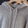 Women's Loose Fit Hooded Drawstring Lambswool Blend Sweater