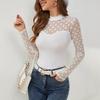 New Autumn Mesh Dot Splicing Women's Long-sleeved Tops with Small Stand-up Collar Pullovers To Make Them Look Slim and Versatile