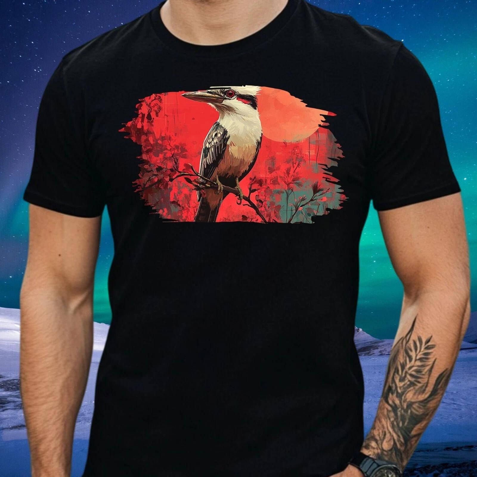 T-Shirt Herren Kookaburra Vogel Roter Mond Motiv Baumwolle Größe XS bis 5XL L