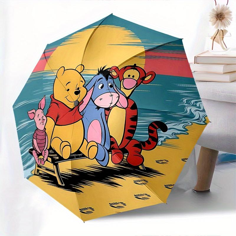 1 Auto Open Pooh Bear, Tigger Themed Colorful 8-rib Portable Umbrella for Men and Women, A Compact Commuting Companion Suitable for Daily Dr