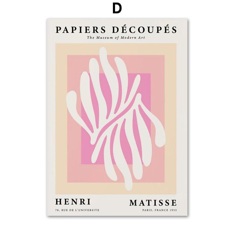 Nordic Abstract Wall Art Canvas  Pink Matisse Picasso Coral Bauhaus Design Poster for Living Room Decor Modern Home Decor Print