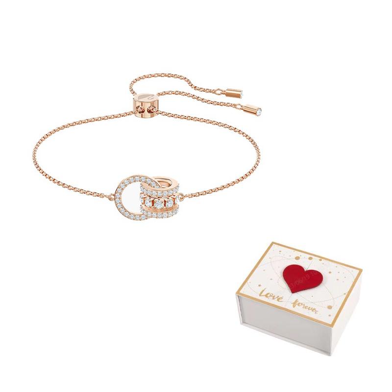 Swarovski Further Faux Crystal Bracelets Womens F-white gift box розового золота