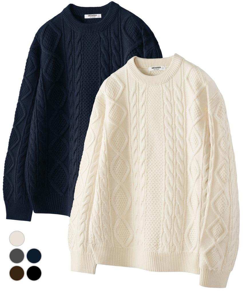 UNTAPPED STUDIO Oversized Aran Cable Round Knit 5 Colors