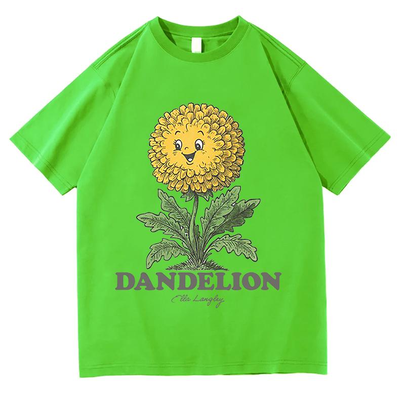

2026 Ella Langley Dandelion T Shirts Vintage Pure Cotton Casual Streetwear Fashion Unisex Aesthetic Fleece Autumn Winter Clothes 4XL