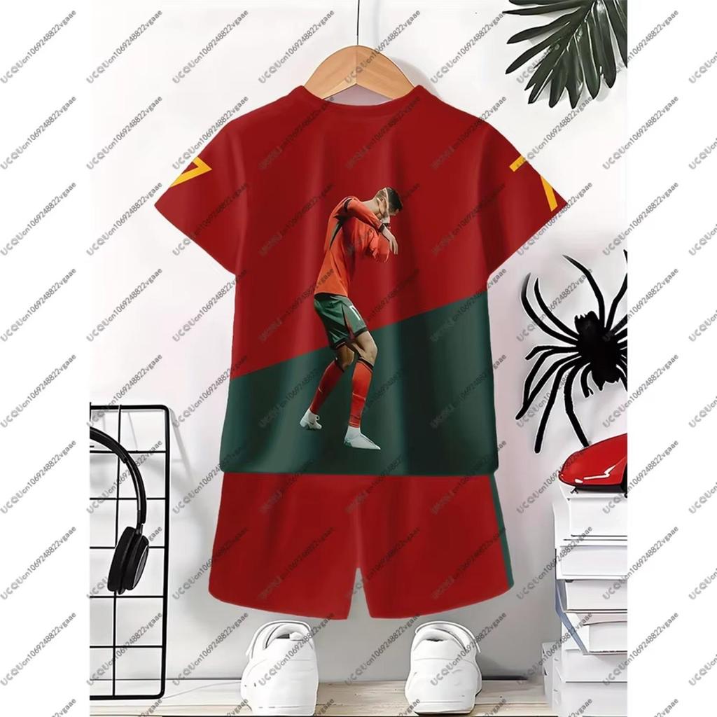 Football suit T-shirt for men, children and teenagers, men's sports top, boys' short sleeved set