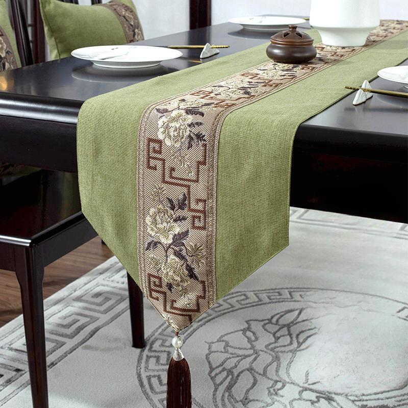 New Chinese Style Retro Table Flag Jacquard Fringed Knitting Table Flag  High-end Table Cloth and Tea Table Cloth Table Runner