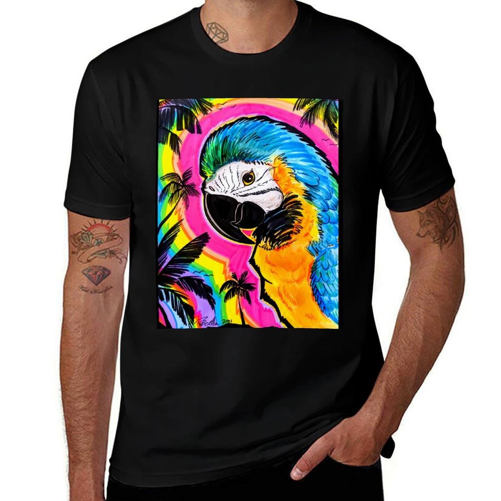Bright Blue And Gold Macaw Tshirt Unisex T Shirt Luxury Graphic T Shirts For Unisex Tshirt