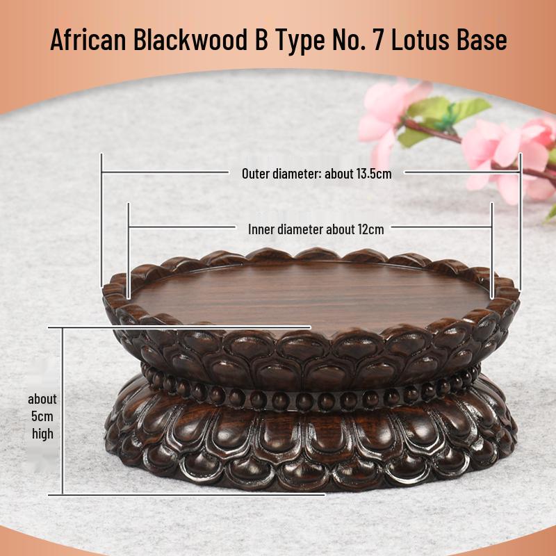 Ebenholz Guanyin Bodhisattva Lotus Sockel, Massivholz geschnitzter runder Opfertablettständer