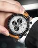Benyar Men's Chronograph Watch 30M Water-Resistant Business Stylish Leather Band Quartz Brown Silver Gift
