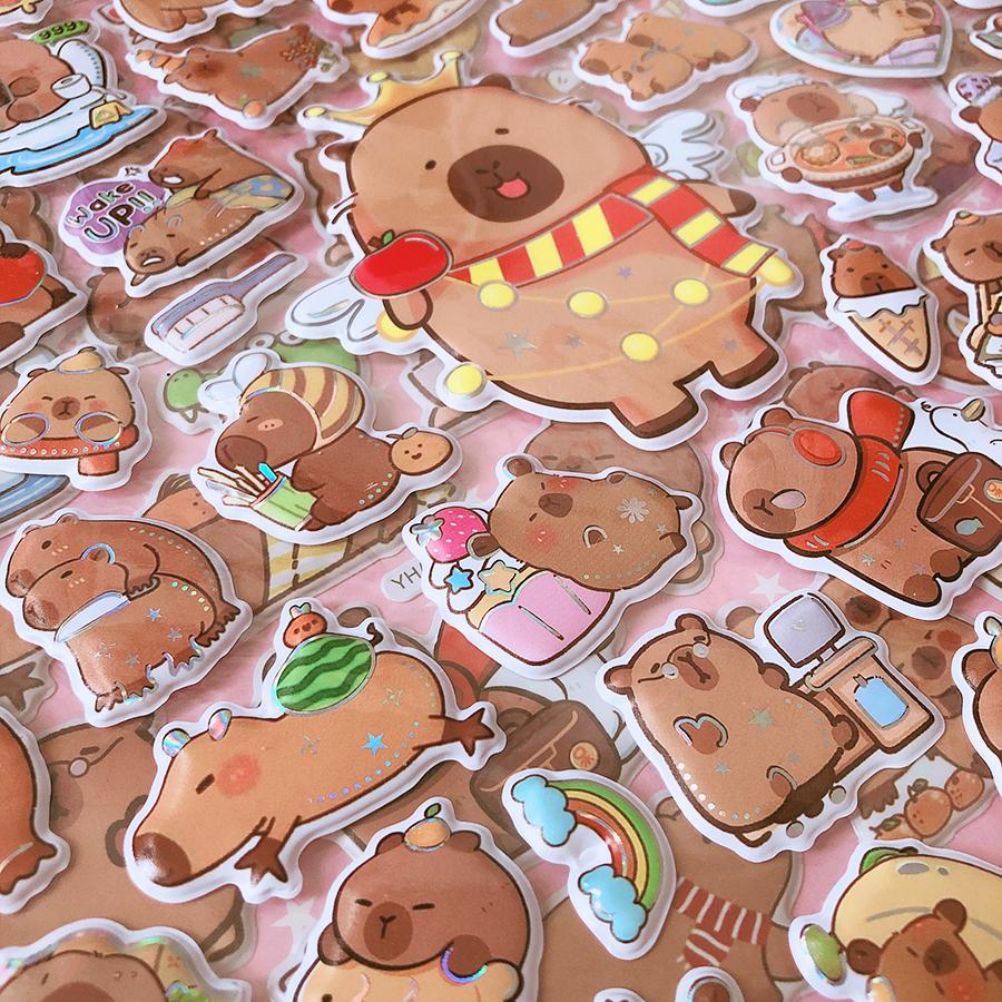 Back To School Kawaii Stationery Supplies Vintage Scrapbooking Supplies Children's Stickers Aesthetic Capybara Stickers Pack