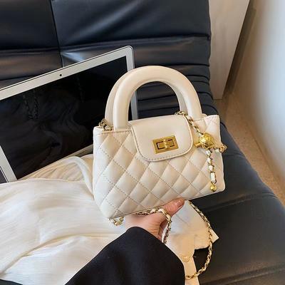 Bolsa de Corrente, Bolsa de Mão Losango Xiaoxiangfeng, Bolsa de Ombro Mensageiro Premium com Textura para Mulheres