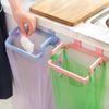 2pcs Kitchen Space Saving Cupboard Back Trash Bag Hook Rack Cabinet Door Garbage Bag Holder Hanging Frame Rubbish Bag Storage Stand