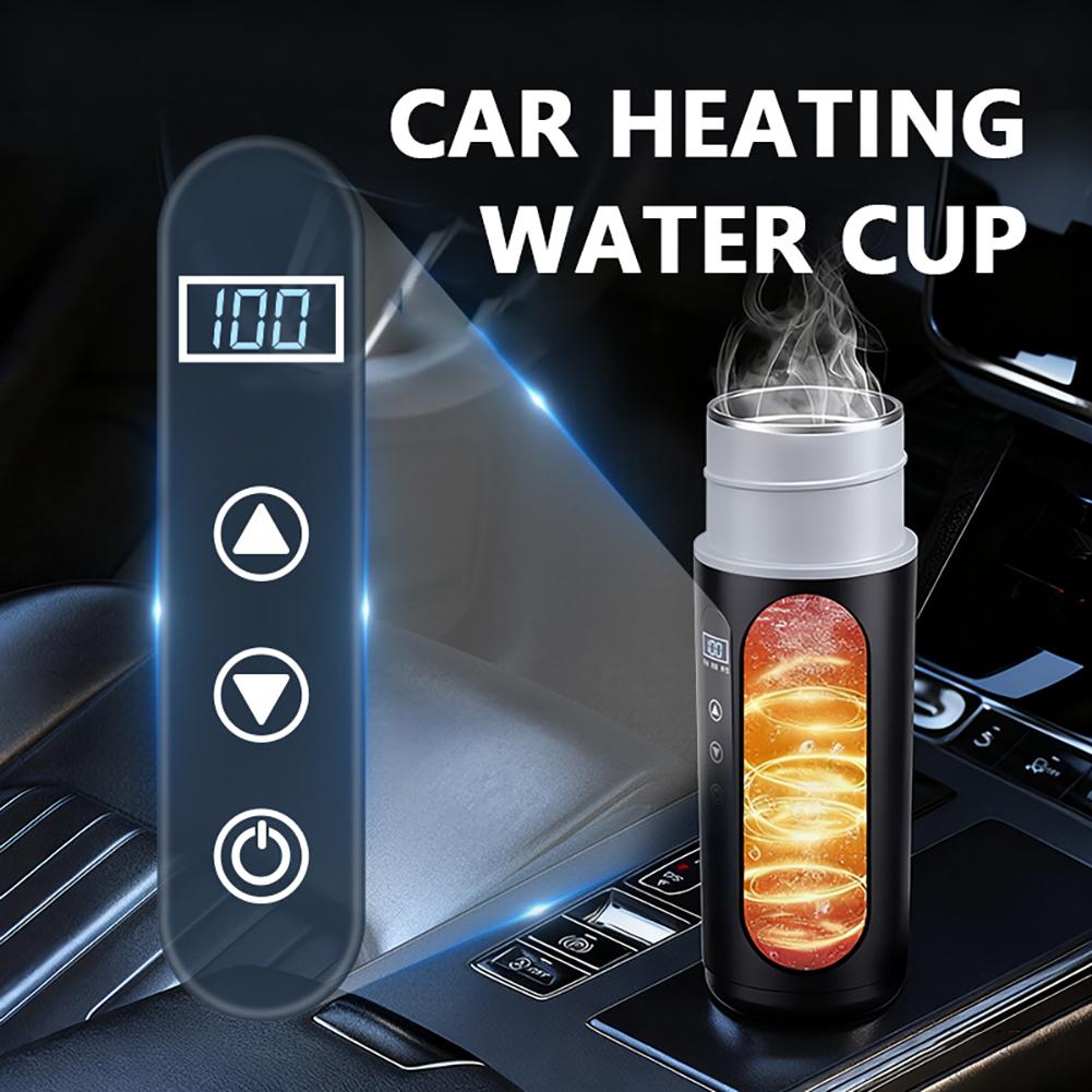500mL Stainless Steel Insulated Boiling Cup for Car Universal 12V/24V USB Portable with Intelligent Digital Display