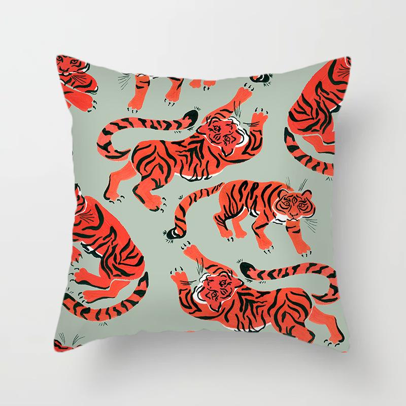 New Jungle Tigers Cushion Covers Modern Nordic Simple Pillowcase Hand Painted Cartoon Tigers Sofa Couch Throw Pillows Decor Home