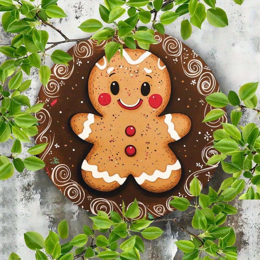 Gingerbread Man Metal Stencil Christmas Wreath Decor 8x8 Inch Indoor Outdoor Wall Art Sign