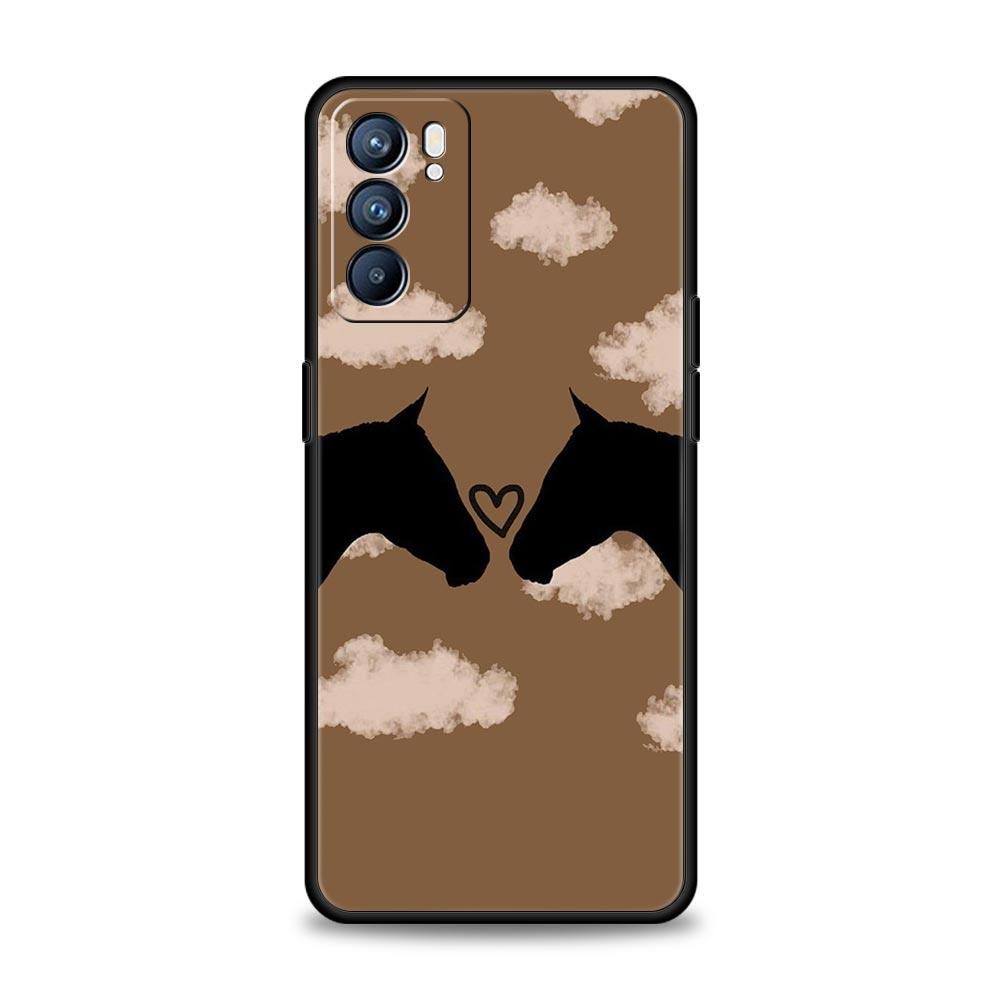 Phone Case For Oppo A54 A53 A52 A9 A15 A95 A17 A16 A76 A74 A57 A31 Find X6 X5 Reno8 Reno7 Reno6 Pro 5G Cover Animal Art Horse