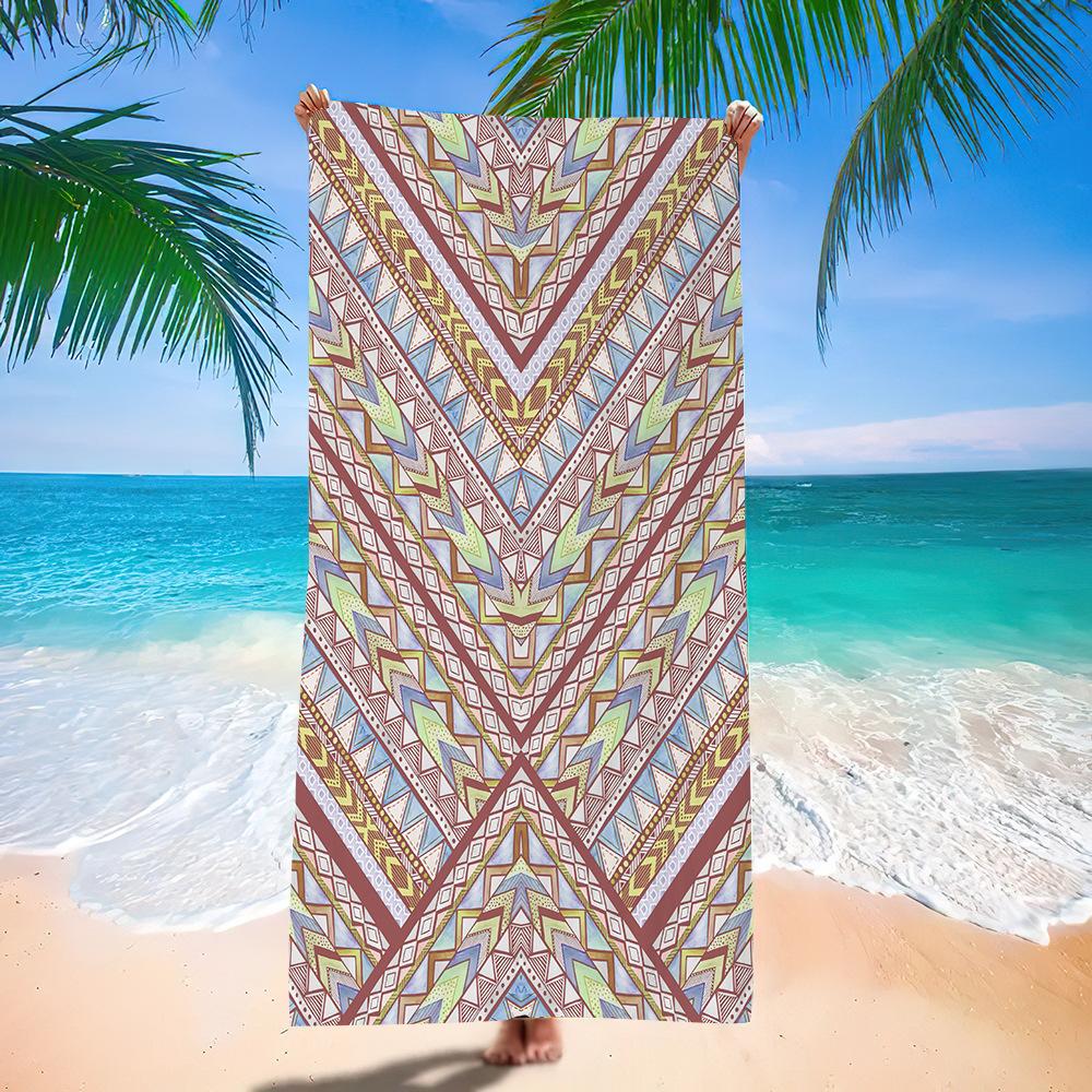 Popular Bohemian Beach Towel Digital Printing Quick-Drying Bath Towel Microfiber Beach Towel 140cmx70cm (microfiber)