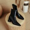 High-heeled Short Boots Women's Spring and Autumn Single Boots 2025 New Small Square Head Thick Heel Thin Boots Brown French Medium Boots
