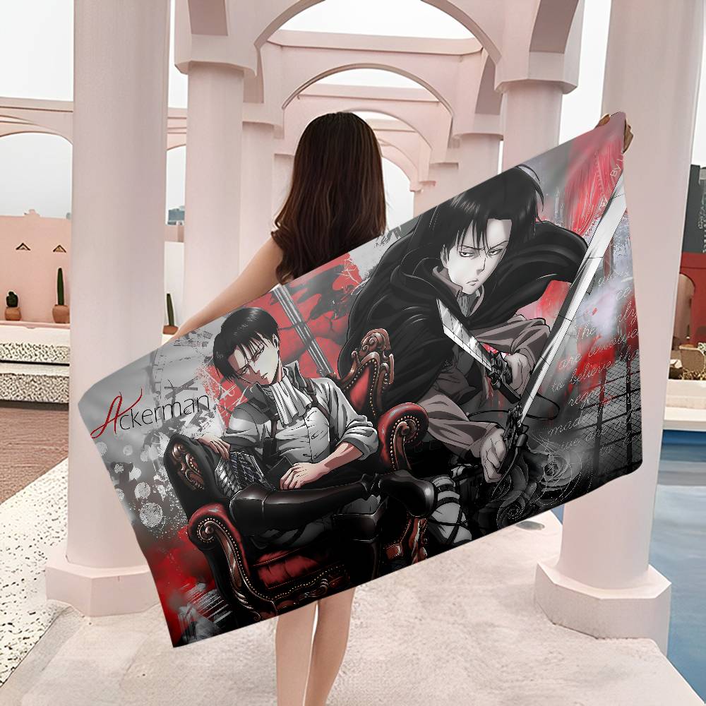 A-Attack O-On T-Titan Levi Ackerman Microfiber Beach Towel Absorbent Quick Dry Soft Yoga Swimming Resort Mountain Climbing Towel
