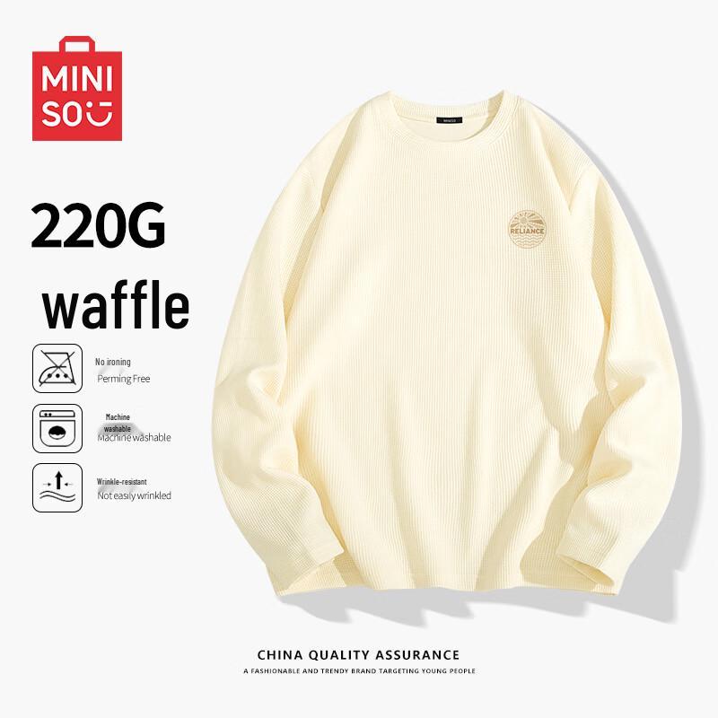 MINISO Men s Heavyweight Waffle Knit Long Sleeve T-shirt XL