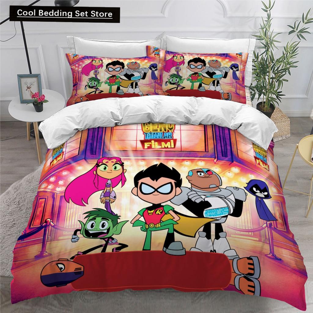 Teen Titans Go Povlečení Jednolůžko Twin Full Queen King Velikost Anime Sada Povlečení Aldult Dětský Pokoj Povlaky na Peřinu Sada 3D Tisk 014