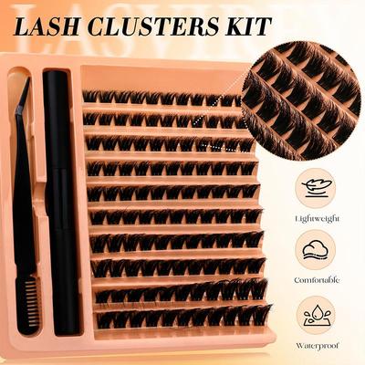 Kit Extensii Gene Diy 120 Buc Set Ciorchini de Gene Pufoase Gene Individuale Cu Adeziv Sigilant Și Pensetă Pentru Gene Machiaj Acasă