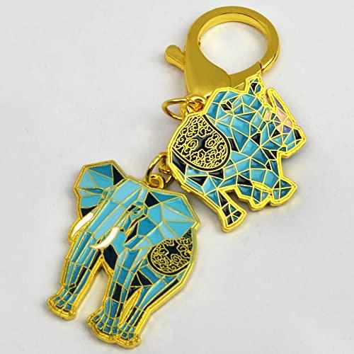 Feng Shui Elephant & Space Rhino Amulet Keychain W5336