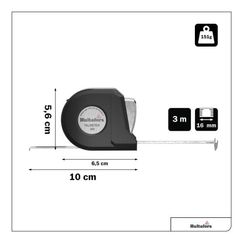 Hultafors Talm3 3m Talmeter Marking Measuring Tape - White