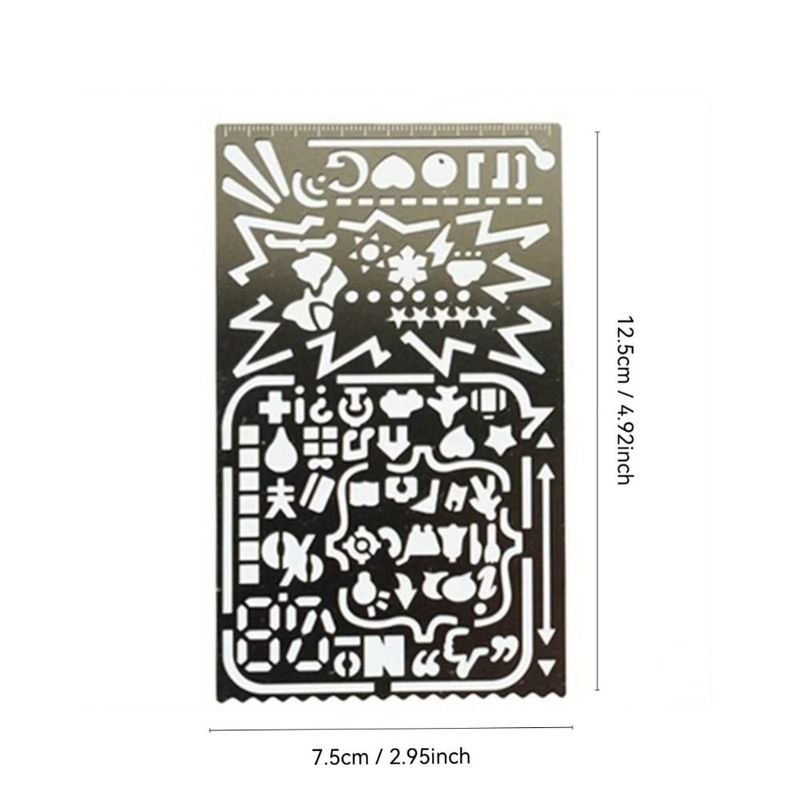 New Stainless Steel Template Ruler Double-Sided DIY Bookmark Ruler Hollow Portable Drawing Ruler Diary Notebook Tool
