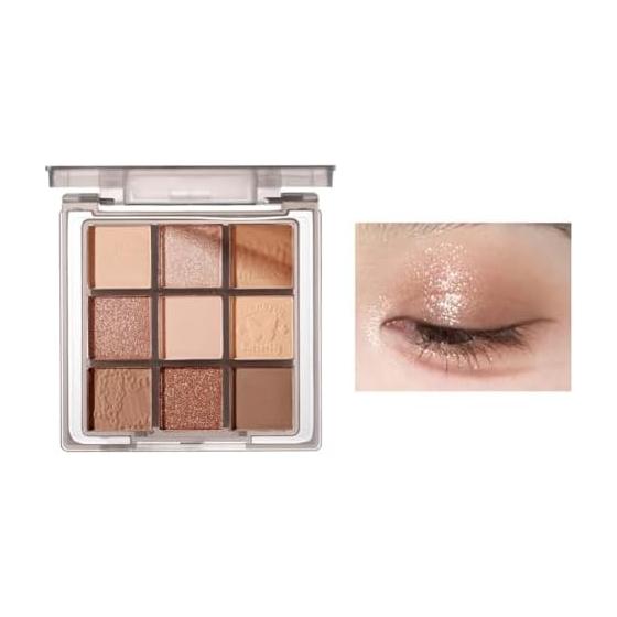 9-color eyeshadow palette Natural dull colors Fine powder Fine powder No glitter Elegant pearlescent light Not easy to fall off and not sticky For