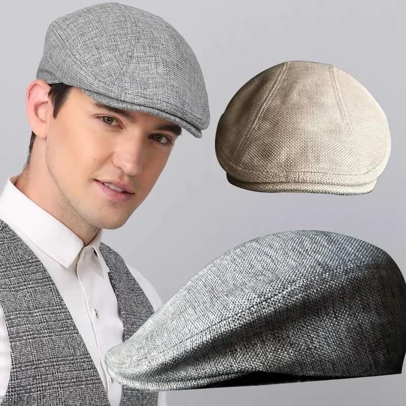 New Men Vintage Cotton Berets Women Fashion Flat Visor Cap Casual Berets Retro Hat Dad Autumn and Winter Unisex Adjustable Hats