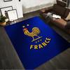 French Rooster Emblem Blue Rug Design Non-slip Rug Suitable for Living Room and Bedroom Sofas.