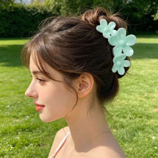 Hair Claw Three-Dimensional Flower Design Large Shark Clip Buns Half-Tied Hair Back Head Hair Claw Commuting Hair Accessories