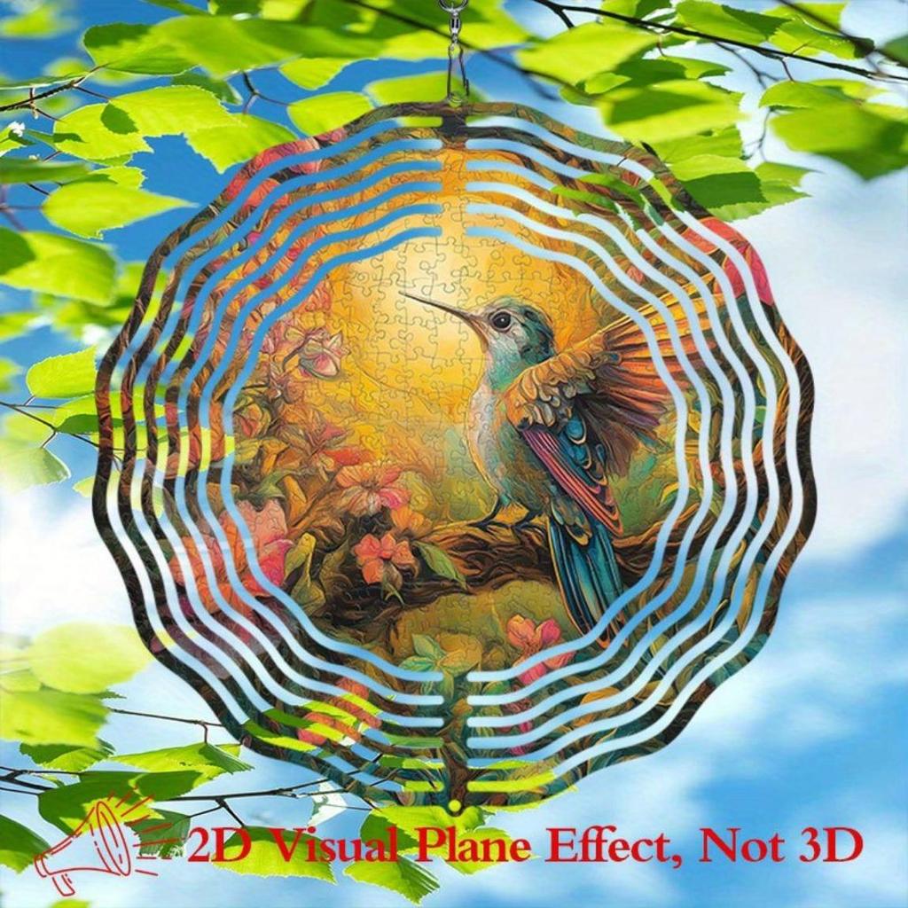 Vibrant Hummingbird Floral Metal Wind Chime Garden Porch Outdoor Decor Easy To Hang Secure Hook Gift for Nature Lovers