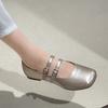 Silver Square Head French Flat Bottom Light Mouth Inner Height Increase Single Shoes Women's Summer 2025 New with Skirt Retro Mary Jane Shoes