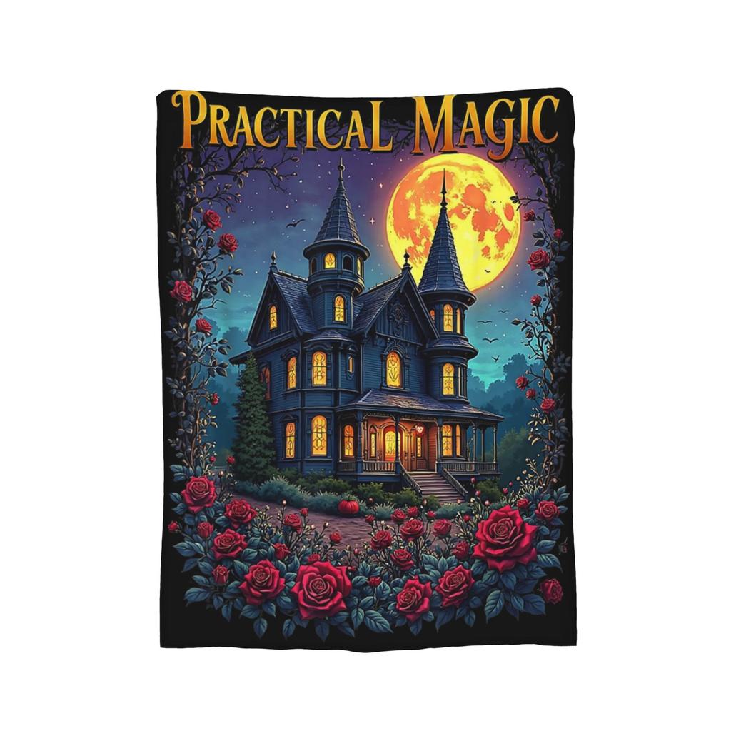 Practical Magic Witchy Halloween Love Vintage Witch Magic Blankets Flannel Warm Throw Blankets for Bedding Lounge Textile Decor