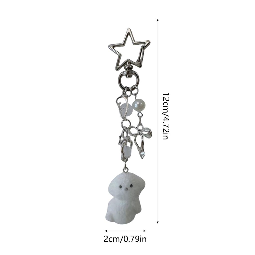 Delicate Keychain With Beaded Detail Alloy Keyring Women Bag Accessory Fashion Dog Pendant Ornament For Everyday Use