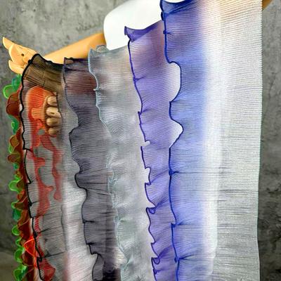 1PC Organza Pizzo Matrimonio Moda Gradiente Colore Grande Ondulato Pieghettato Ruffles Abito Cucito