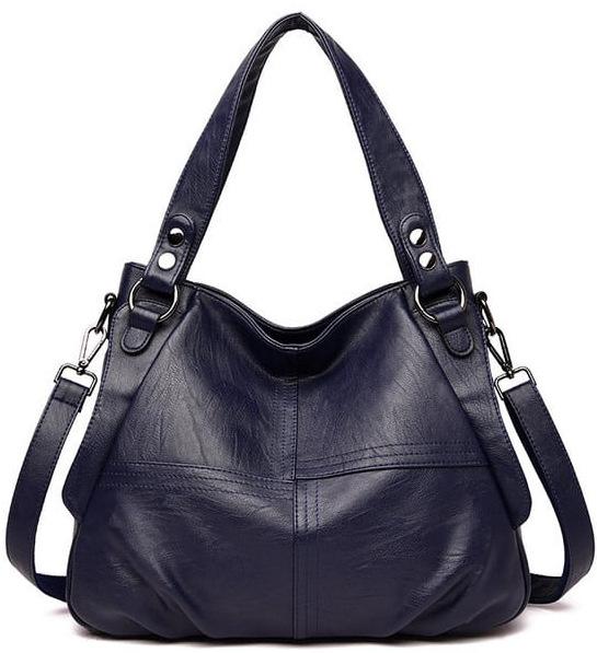 

Модная женская сумка из искусственной кожи в стиле пэчворк, простая большая сумка темно-синий