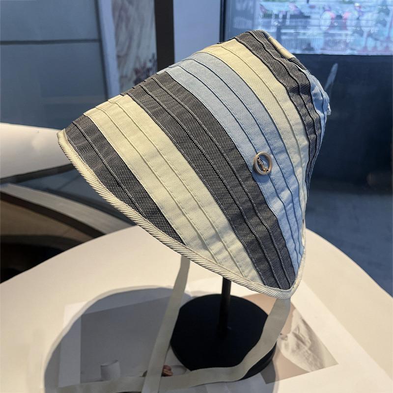 Cappello a Secchiello a Righe da Donna Estivo Protezione Solare Traspirante Casual alla Moda