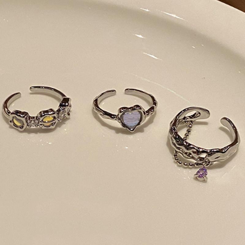 Unique Heart-shaped Copper Ring With Adjustable Open Design For Women Fashion Jewelry