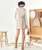 Pelimela Twill V-Neck Mini Dress (Beige)